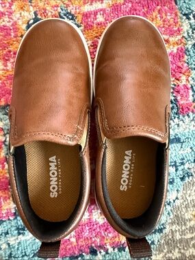Sonoma Boys Size 13 Slip-On Casual Shoes — Brown with White Sole